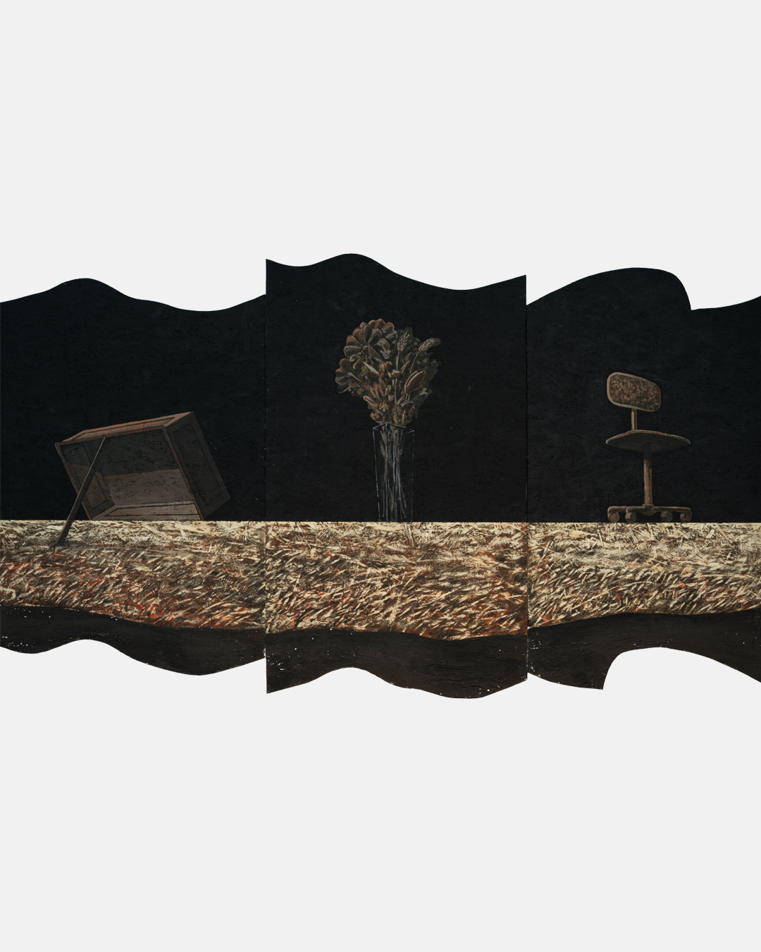 Bird trap, flowers and chair